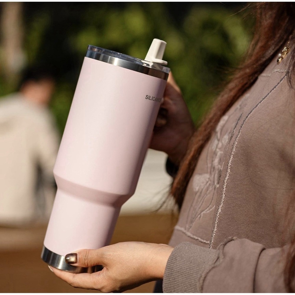 40oz Insulated Tumbler Travel Mug Pink Leak Proof Straw Lid Dishwasher Safe New